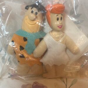 1989 Denny's Mini Plush The Flintstones Toy Vintage Fred & Wilma SEALED